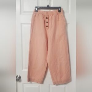 Zara Women's Linen Blend High Rise Culottes Crop Pants Sz XS Light Pink EUC